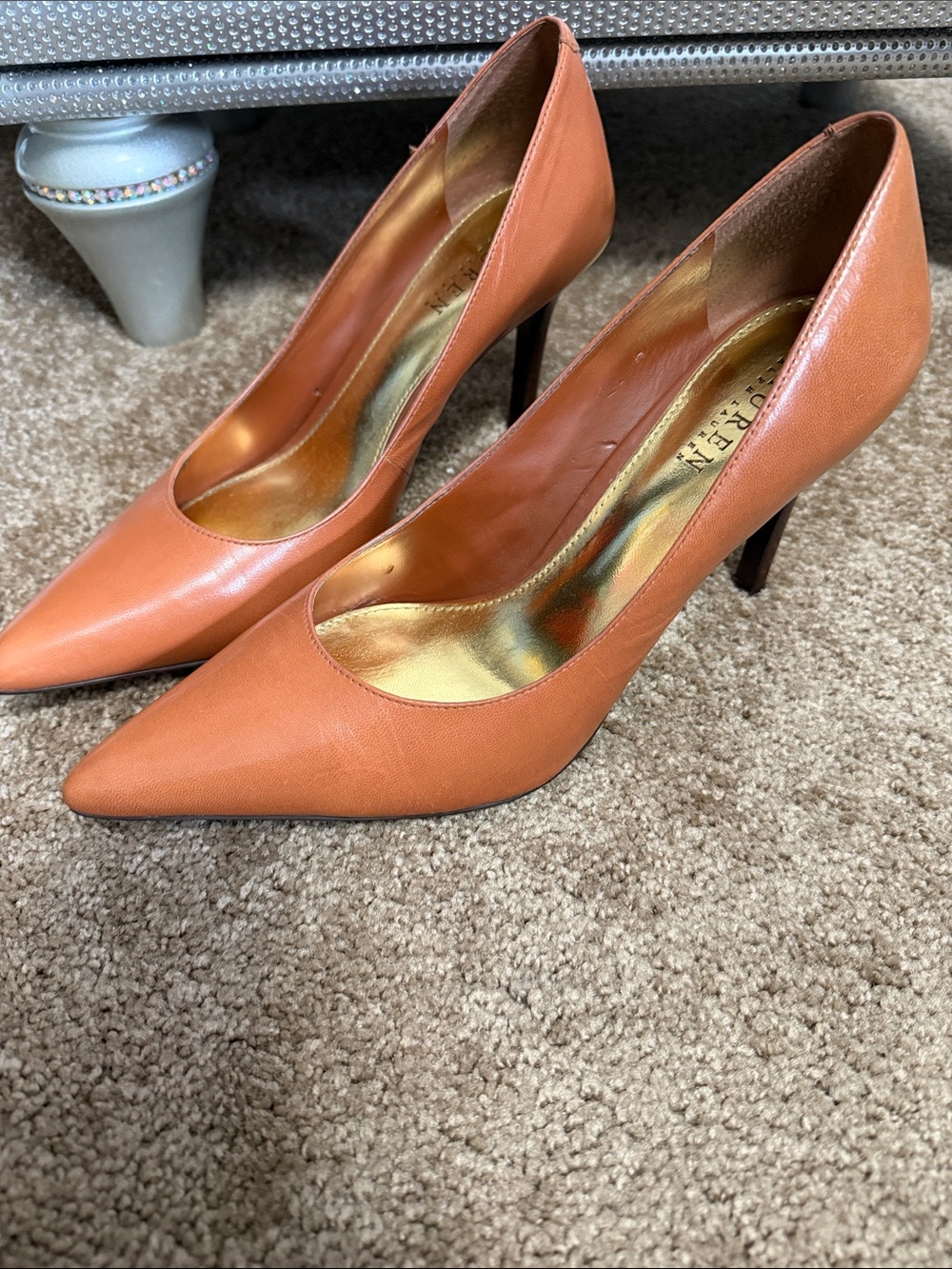 Lauren Ralph Lauren Burnt Orange Pointed-Toe Stiletto Pumps